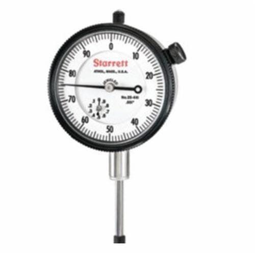 Starrett® 25-441J 25 Series AGD Group 2 Continuous Dial Dial Indicator, 1 in, 0 to 100 Dial Reading, 0.001 in, 2-1/4 in Dial